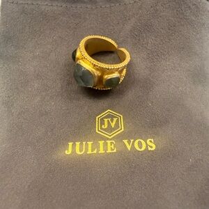 Julie Vos Trieste Statement Ring Iridescent Charcoal Blue / 7